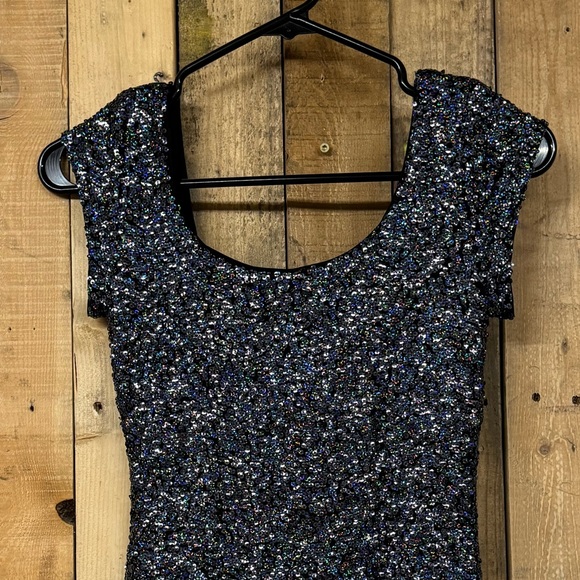 Divided by H&M brand rainbow sequin fitted mini cocktail dress, ladies' size 2 - Picture 1 of 5